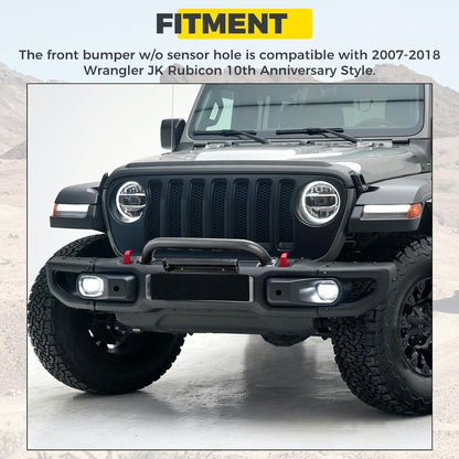 KUAFU Front Bumper Compatible with 07-18 Wrangler JK Rubicon