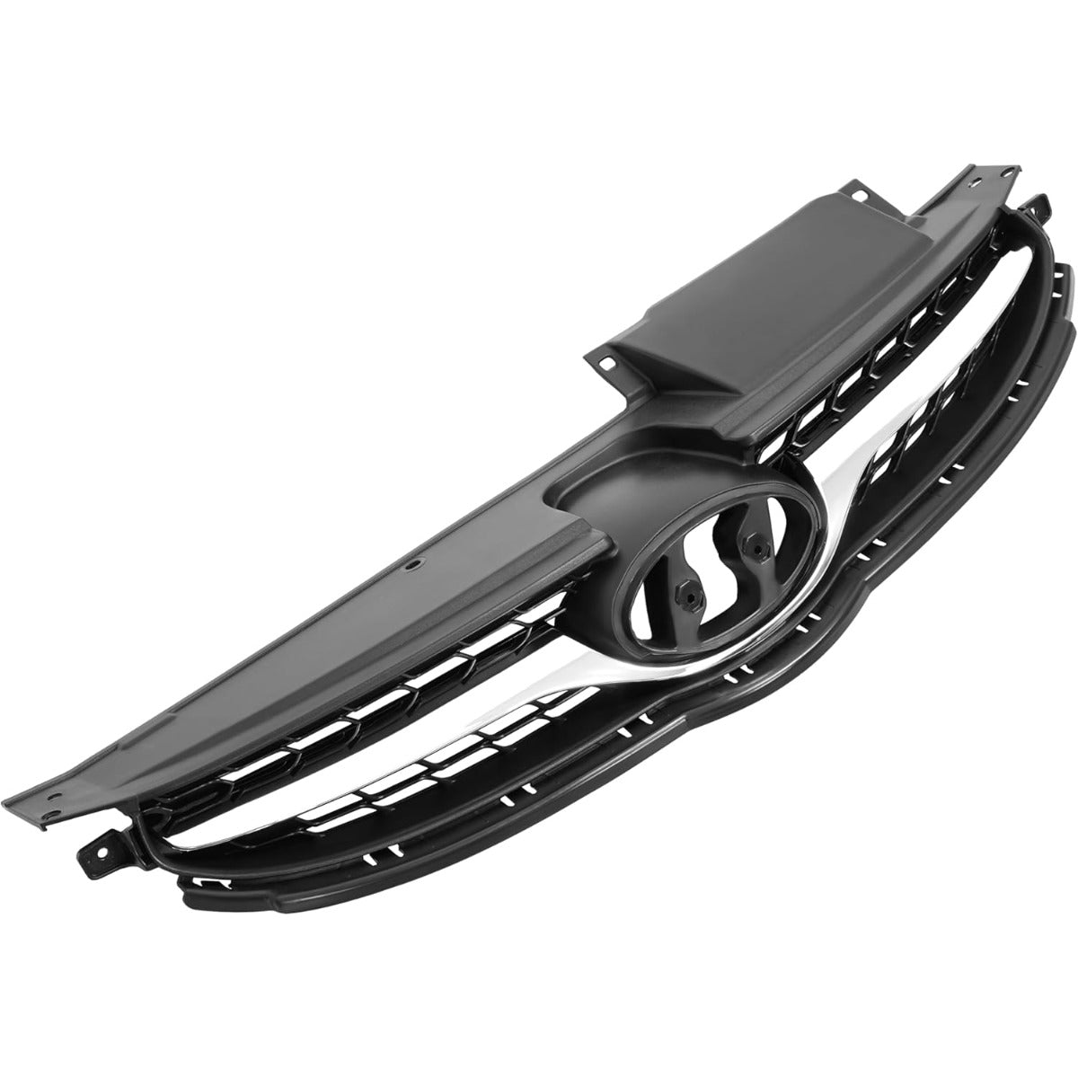 Front Upper Grille Compatible with 2011-2013 Hyundai Elantra Sedan 86350-3X000 Bumper Radiator Hood Grill Assembly Chrome Black+Silvery