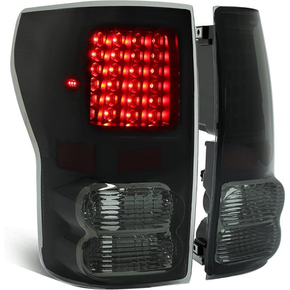 HECASA Tail Lights Compatible with 2007-2013 Toyota Tundra Pickup Truck LED Rear Brake Tail Lamps Assembly Driver and Passenger Side (Smoke Lens Black Housing)