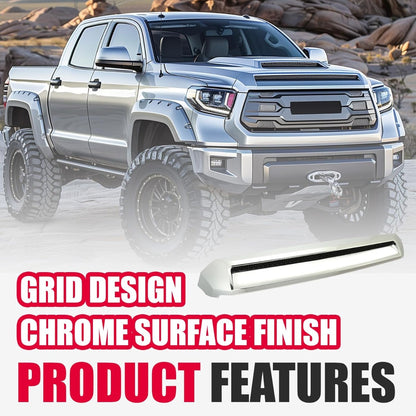 Hood Molding Compatible with 2014-2021 Toyota Tundra Hood Scoop Chrome Platinum  LYAP-075T-CStyle Silver Front Upper Grille Replacement for 761800C030 TO1231102 REPT133702