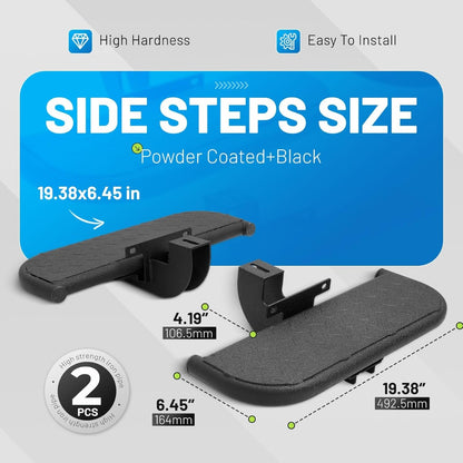 Side Steps Compatible with 2018-2025 Jeep Wrangler JL 2-Door, High-Strength Running Boards, Steel Step Bars, Powder-Coated 2-Piece Set