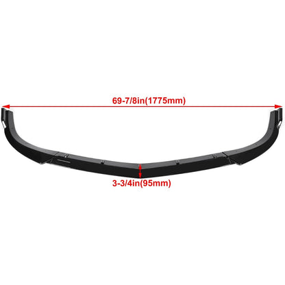 KUAFU 3Pcs Front Bumper Lip Splitter Compatible with 2012-2014 Mercedes Benz W204 C180 C200 C220 C250 C300 Sport Models Under Chin Spoiler Air Dam (Black)