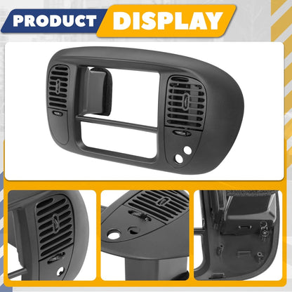 Center Dash Radio A/C Air Vent Cover Compatible with 1997-2003 Ford F150 Expedition Painted Dashboard Bezel Climate Panel Trim ABS Plastic (Matte Black)