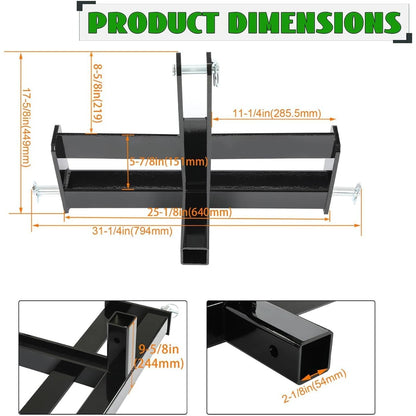 3 Point Trailer Hitch with 2 Inches Receiver Compatible with Category 1 Tractors Receiver Brackets Tractor Drawbar Suitcase Weight Bracket Black