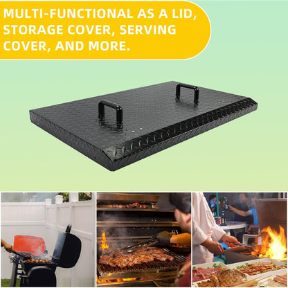 Griddle Hard Top Lid Black Grill Cover with Handle Outdoor Home BBQ Hood for 36" Front or Rear Grease Griddle 36 Inch