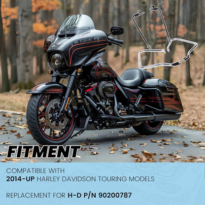 ECOTRIC Saddlebag Bracket Guard Bars Compatible with 2014-2024 Harley Davidson Touring Street Road Glide FLH Saddle Bags Guard Support Bar Mount Chrome & Black