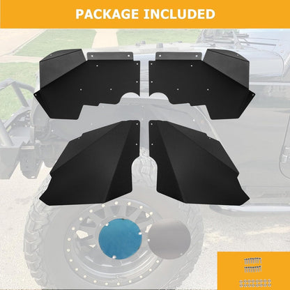 Front Inner Splash Guards Fender Liners for 2007-2019 Jeep Wrangler JK JKU 4WD Bolt-on Style Aluminum Flare Wheel Well Cover