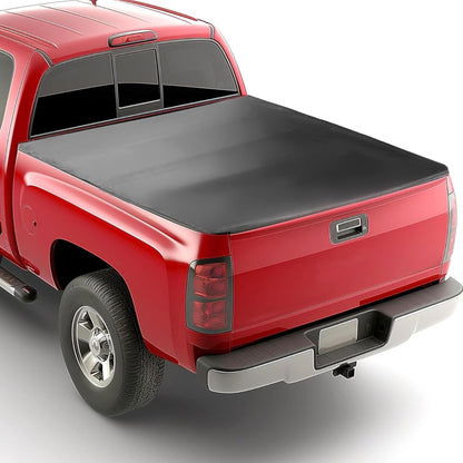 Roll-up Soft Truck Tonneau Cover Compatible with 2007-2014 Chevy Silverado 1500/ 2500HD/ 3500HD GMC Sierra with 6.5' Bed Black Sailcloth Fold Fits Fleetside/Styleside Models Only
