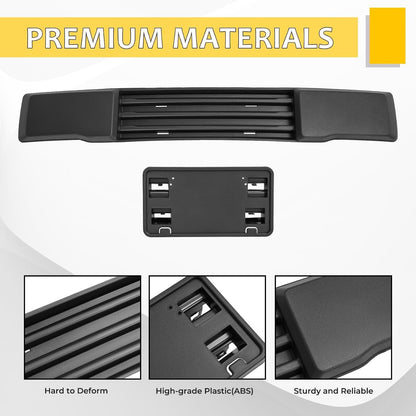 KUAFU Front Bumper Cover+License Plate Bracket Mount Compatible with 2015-2017 Ford F150 Models W/o Block Heater&Grille Shutters Replace for FO1044108, FO1068165, FO1044109, FL3Z17E810AA, FL3Z17A385A