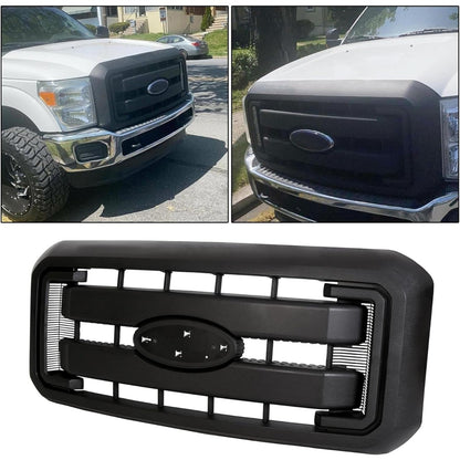 Front Radiator Grill Hood Grille Fit for 2011-2016 Ford F250 F350 F450 F550 Super Duty Black Replace for BC3Z8200AA BC3Z8200G BC3Z-8200-G (Without Center Emblem) LYAP-264-1S