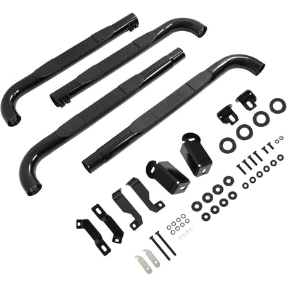 ALMULOO Pair Side Steps Compatible with 2004-2012 Chevy Chevrolet Colorado & GMC Canyon Crew Cab Running Boards Step Bars Steel+Plastic Powder Coated Black Left + Right Side