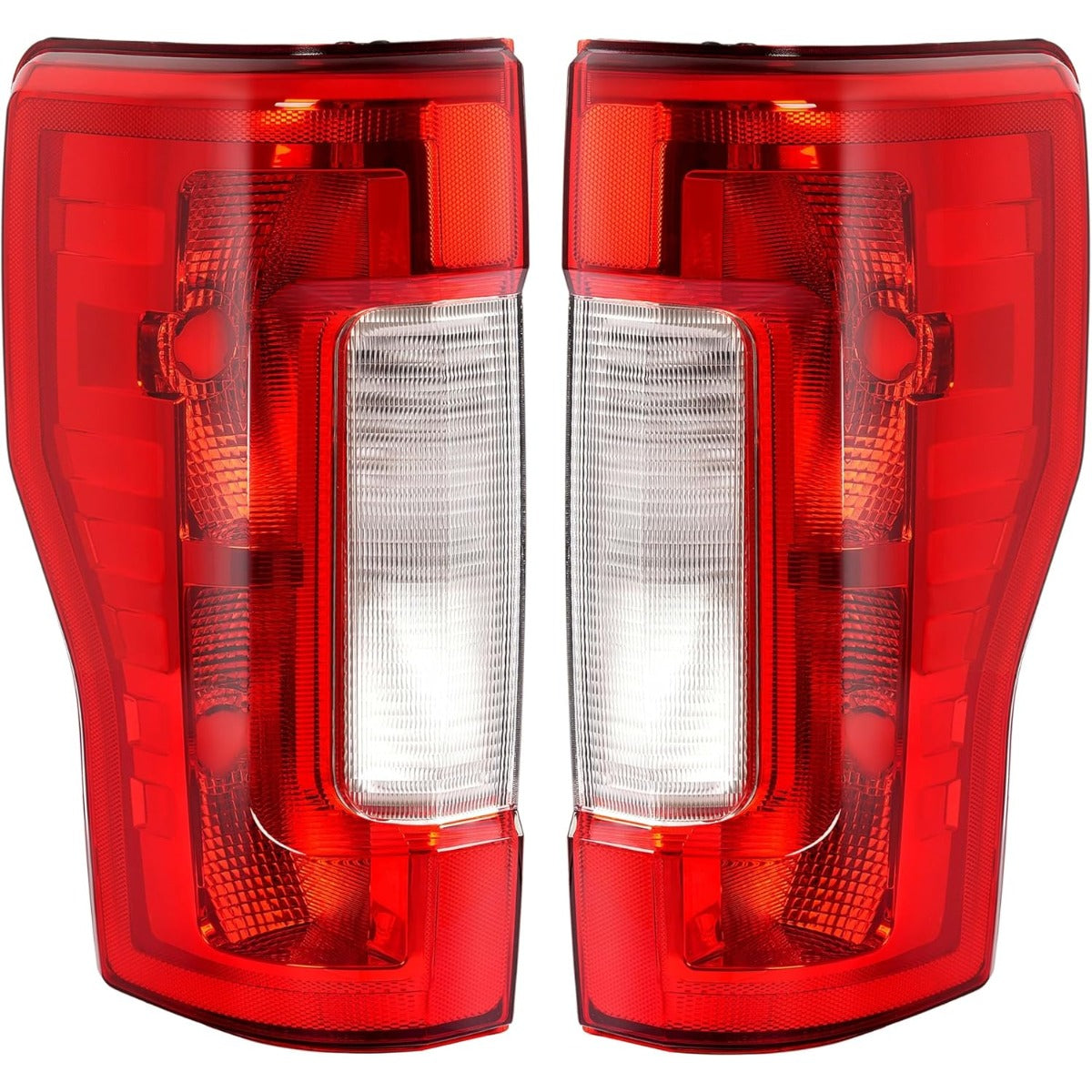 ECOTRIC Pair Tail Light Halogen Compatible with 2017-2019 Ford F250 F350 F450 Super Duty Pickup Rear Taillight Lamp Replacement for FO2800256 FO2801256 Clear Red Lens+Chrome Housing Left&Right Side