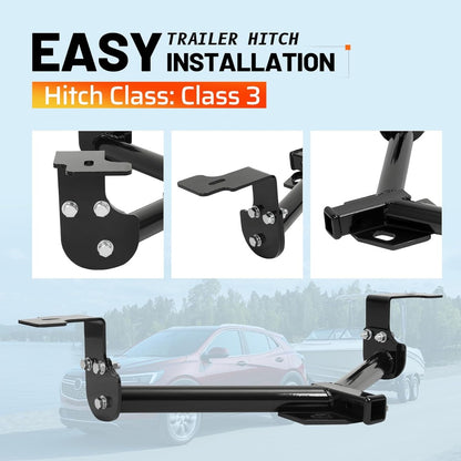 Class 3 Rear Trailer Hitch, 2 Inch Square Receiver Compatible with 2013-2022 Chevy Chevrolet Trax, Buick Encore 3500LBS Steel