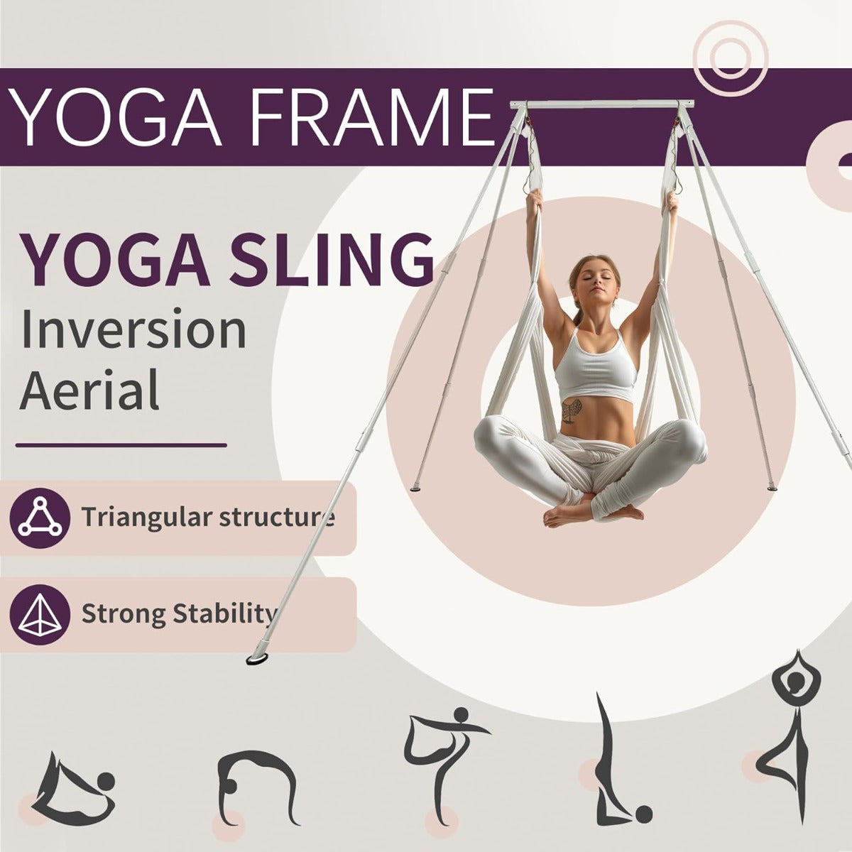 Kojem Yoga Swing Stand w/Yoga Swing Set Body Bundle Safety Belts Yoga Frame Sling Inversion Aluminum