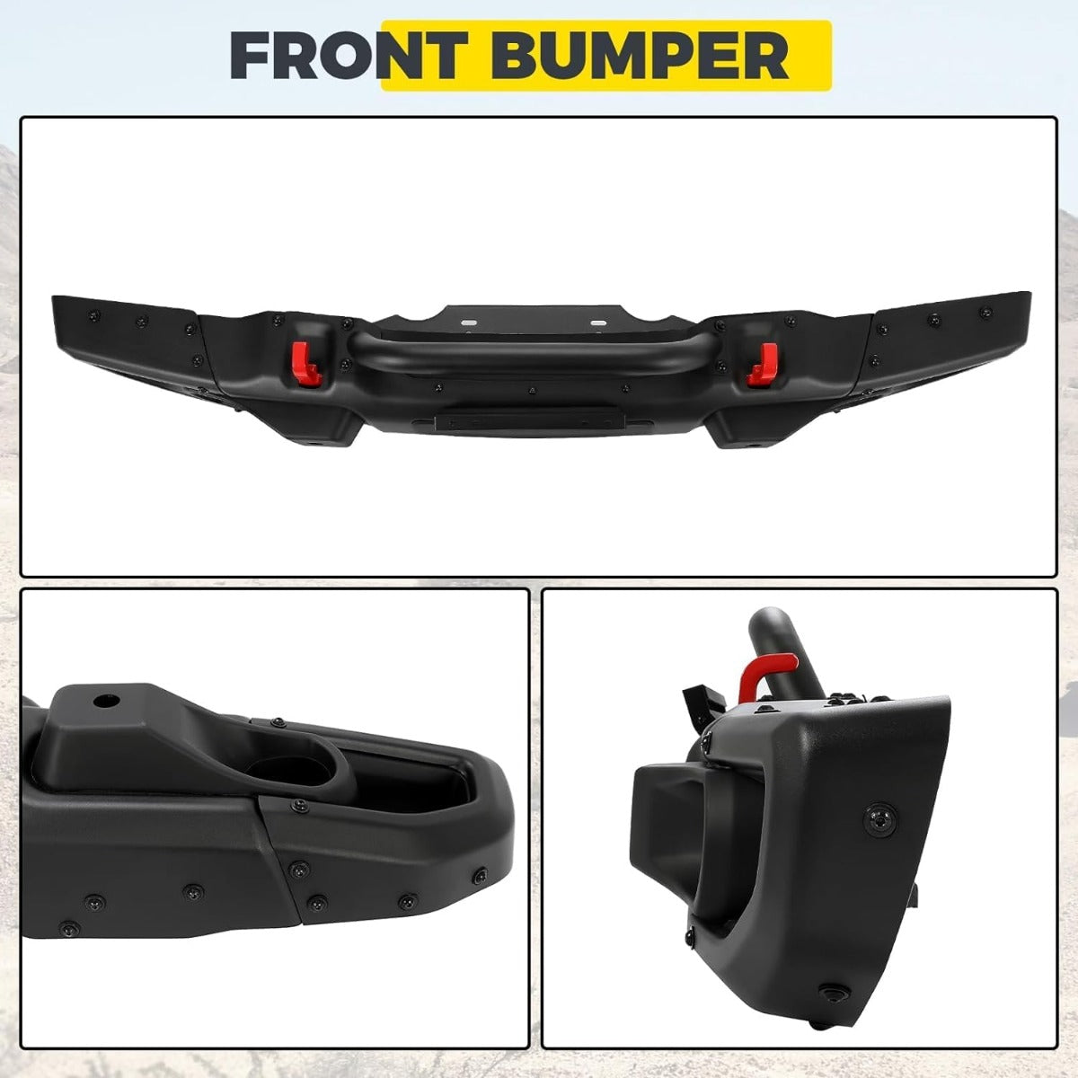 KUAFU Front Bumper Compatible with 07-18 Wrangler JK Rubicon