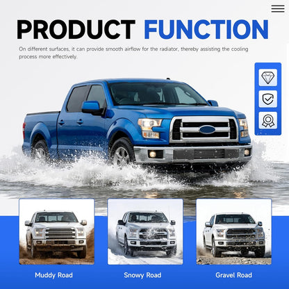Front Bumper Cover Compatible With 2015 2016 2017 Ford F150 F-150 FO1044108 FL3Z-17E810-AA w/o Block Heater & Grille Shutters Lower Grille Trim Panel License Plate Bracket Mount Fascia Cover