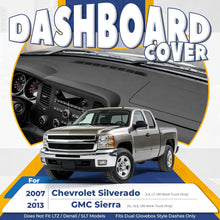Dashboard Cover Compatible with 2007-2013 Chevrolet Silverado GMC Sierra Does Not Fit LTZ/Denali/SLT Models Fits Dual Glovebox Style Dashes Only Plastic(ABS) Painted+Textured Matte Black