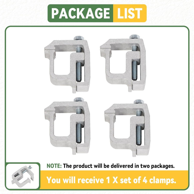 KUAFU Truck Cap Mounting Clamps Compatible with Chevrolet Chevy Ford Dodge Ram Sierra Dakota Ram 1500 2500 3500 F150 F250 for Mounting Caps Camper Shell Topper Canopy Heavy Duty Aluminum (4Pcs-Silver) LYOM-055-1
