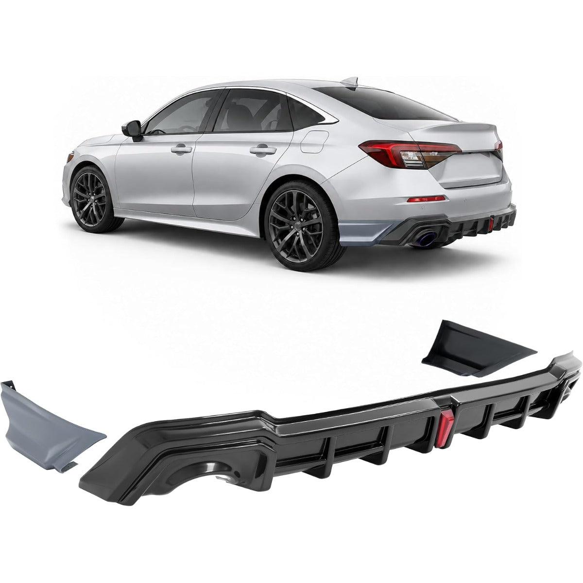 ALMULOO Rear Bumper Diffuser Splitter Compatible with 2022-2026 Honda Civic