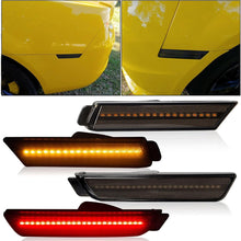 HECASA LED Side Marker Light Compatible with 2010-2015 Chevy Chevrolet Camaro Front Rear Bumper Lamps Full Side Marker Lamps Reflectors 4Pcs Amber/Red LED Smoked Lens