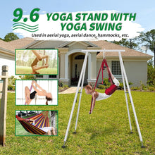KUAFU Yoga Stand with Yoga Swing Inversion Portable Stand Yoga Frame Yoga Sling Inversion Equipment Steel Silvery for Indoor and Outdoor Triangle Structure