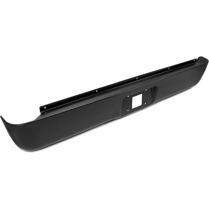 ALMULOO Steel Rear Roll Pan Compatible with 2007-2013 Silverado Sierra 1500 2500 3500 Fleetside Styleside Bed Truck Rear Roll Pan Bumper w/License Light Black