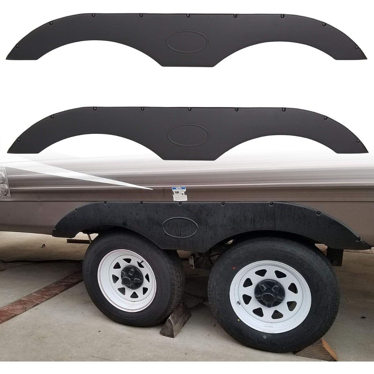 RV Fender Skirt Replacement Tandem Trailer for RVs Campers and Trailers - Black LYAP-472-1