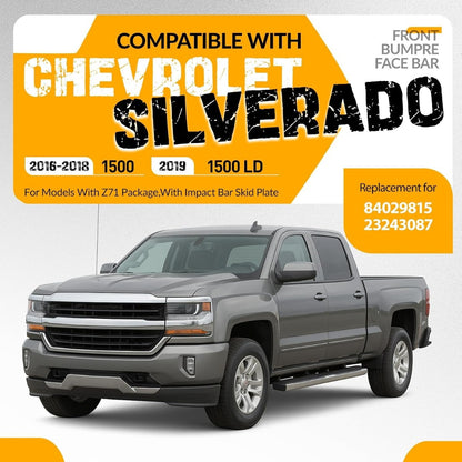 KUAFU Front Lower Bumper Valance 3PCS Panel Compatible with 2016-2018 Chevy Chevrolet Silverado 1500 2019 Silverado 1500 LD Replaces 84029815 Air Dam Spoiler w/Z71 Package & Skid Plate Plastic