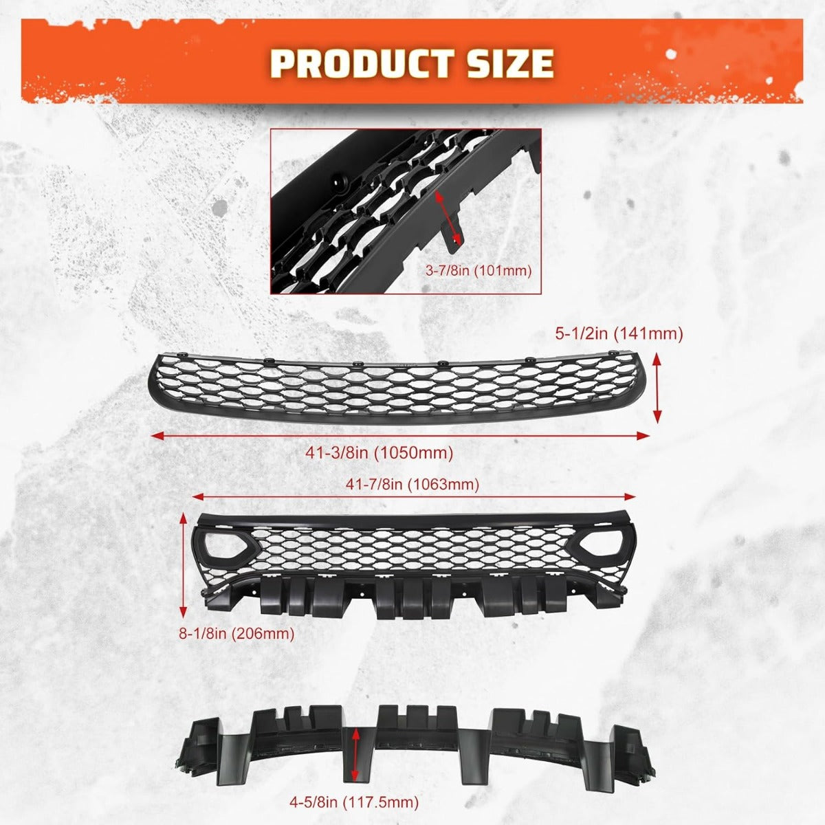 Upper Lower Grill Compatible with 2015-2023 Dodge Charger SRT Scat Pack Daytona 68394592AA 68417505AB Air Inlet Dual Kit Mesh Grille Guard Bezels LYAP-335-1