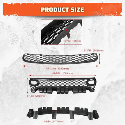 Upper Lower Grill Compatible with 2015-2023 Dodge Charger SRT Scat Pack Daytona 68394592AA 68417505AB Air Inlet Dual Kit Mesh Grille Guard Bezels LYAP-335-1