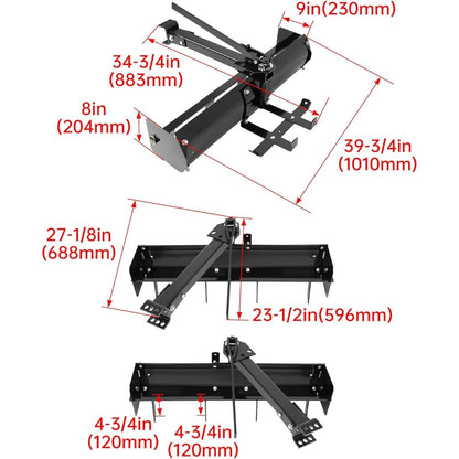 42 Inches Tractor Sleeve Hitch Tow Behind Box Scraper Steel Powder Coated with Screws and Pins, NN2067