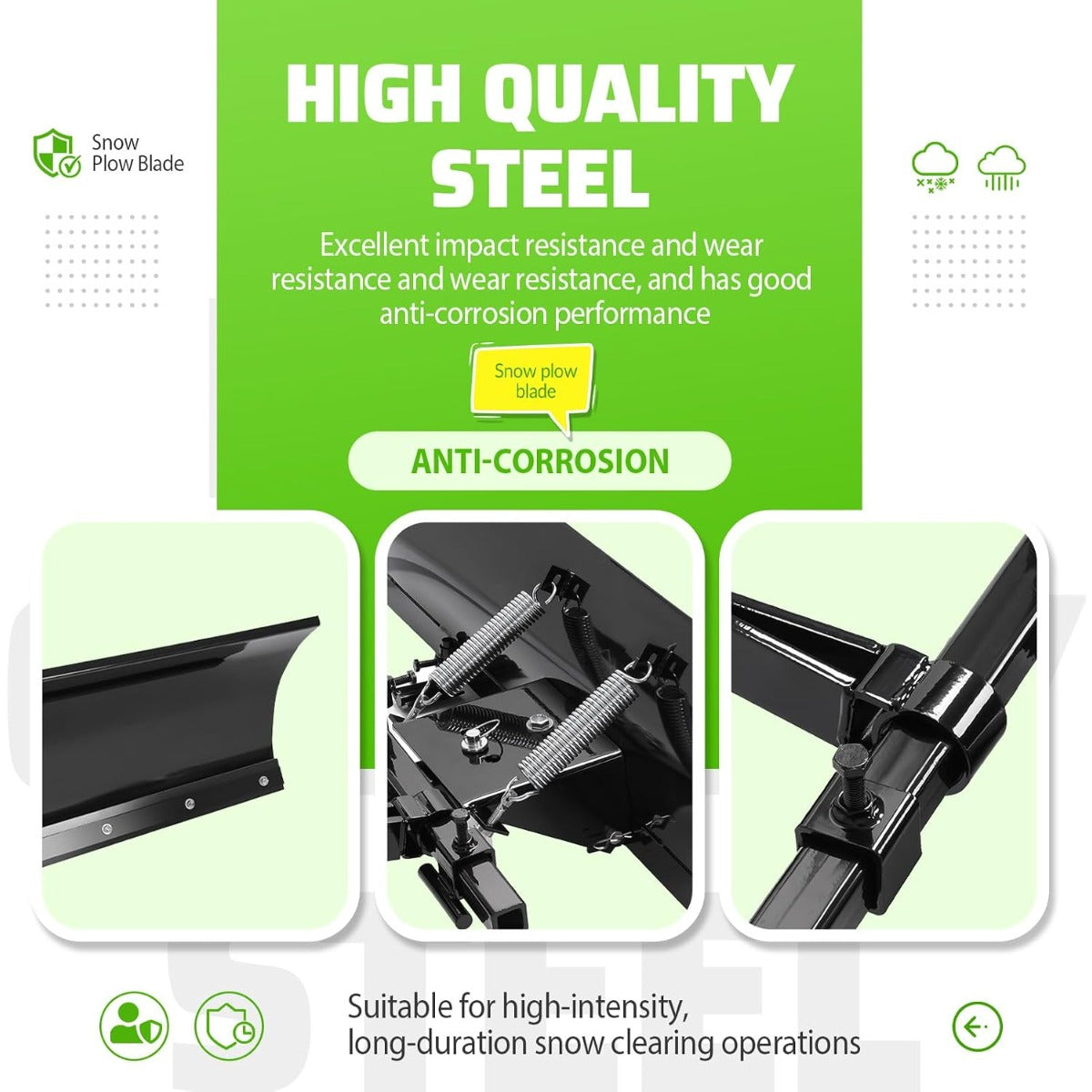 WUTIST 60 In Snow Plow Blade Compatible with Turn Mower Snow Plow 5FT Wide