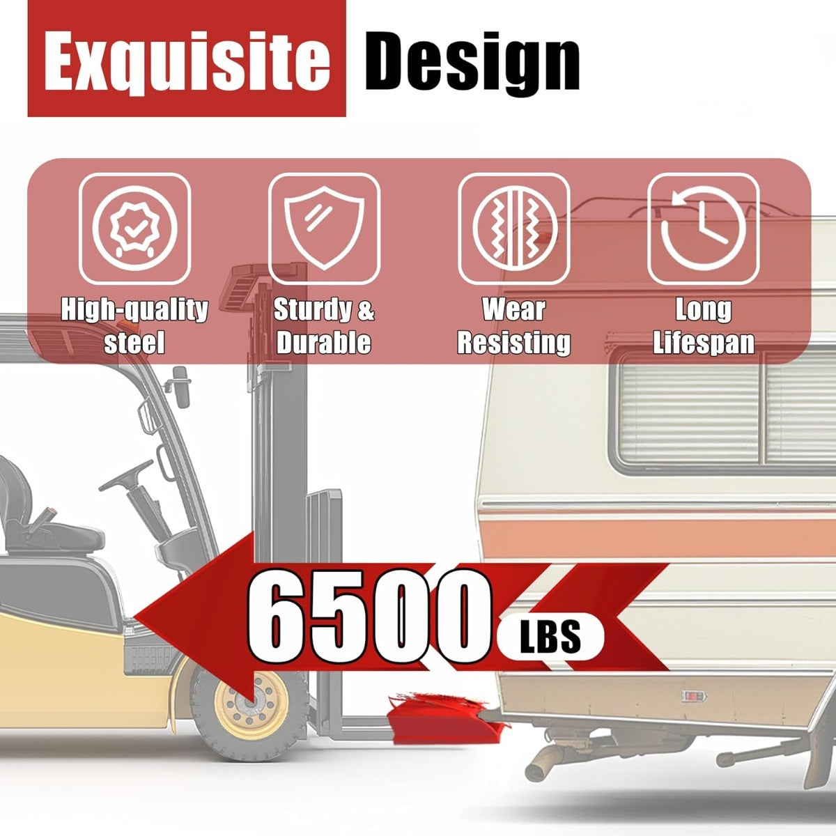 KUAFU 2'' Forklift Trailer Hitch Receiver 6500 LBS Capacity for Dual Pallet