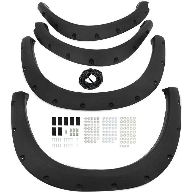 Fender Flares Compatible with 2009-2010 Dodge Ram 1500/2011-2018 Ram 1500/2019-2023 Ram 1500 Classic Fleetside, Truck Wheel Flares Wheel Cover Textured Black Rivet Style 4Pcs LYAP-247