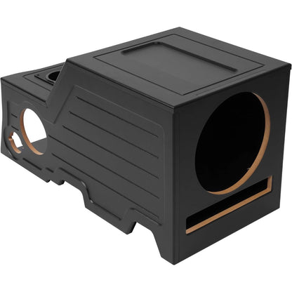 Center Console Subwoofer Box Compatible with 2006-2008 Dodge Ram | Crew /Single /Quad Cab MDF+Plastic(ABS) Black Center Console Subwoofer Box