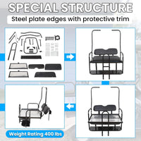 Load image into Gallery viewer, KUAFU Black Rear Flip Back Seat Compatible with 1982-2000.5 Club Car DS Model Golf Cart 1102 LBS Weight Capacity Heavy Duty Steel Frame Flip Folding Rear Back Seat Kit LYA-100
