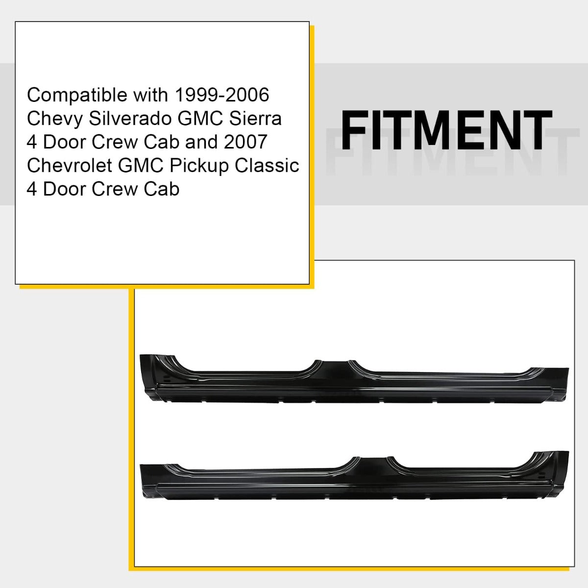 Rocker Panels Compatible With 1999-2006 Chevy Silverado GMC Sierra 2007 Chevy Silverado GMC Sierra Classic 4 Door Crew Cab Steel Panels(Driver & Passage Side)-2 Packages