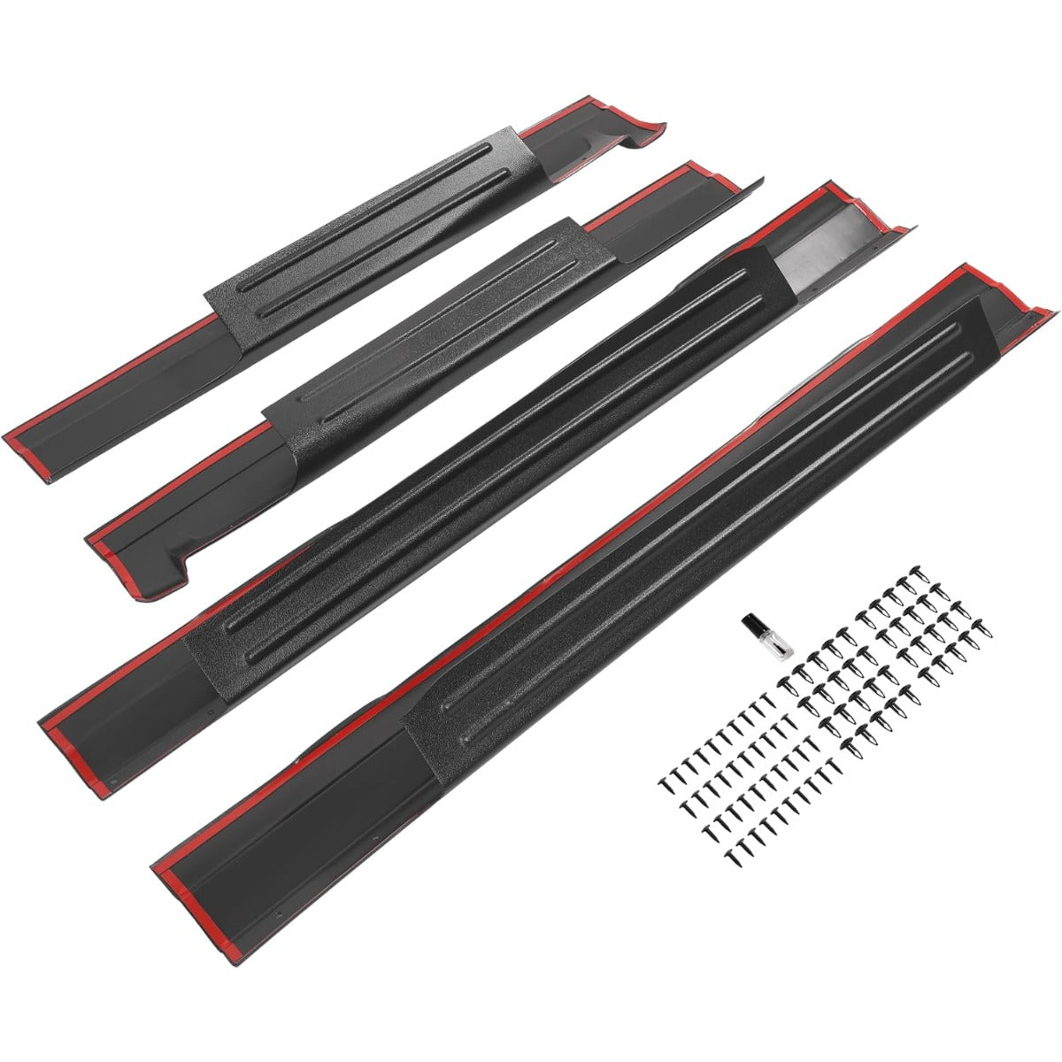 2Pcs Rocker Panel Guard Compatible with 2009-2014 Ford F-150 Crew Cab Side Rocker Guards Sill Plate Cover Plastic(PE) Black Textured Driver + Passenger Side