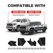 Front Splash Guards Fender Liner Shields w/Clips for 2007-2022 Toyota Tundra Sequoia Replace for Apron Seal Mud Flaps Mudflaps Mudguards 4Pcs