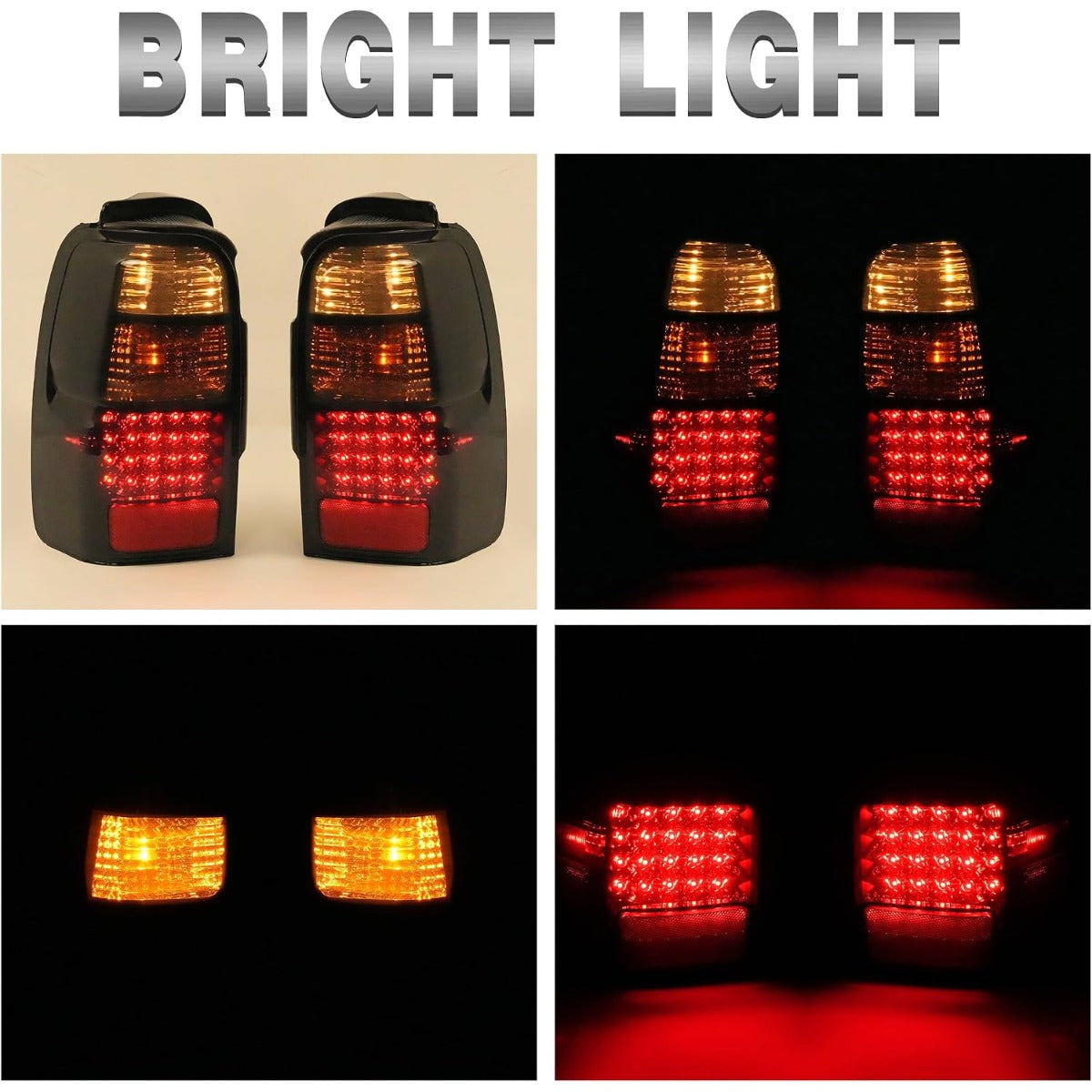 HECASA Tail Lights Compatible with 1996-2002 Toyota 4Runner LED Rear Brake Tail Lamps Driver and Passenger Side (Smoke Lens Black Housing)