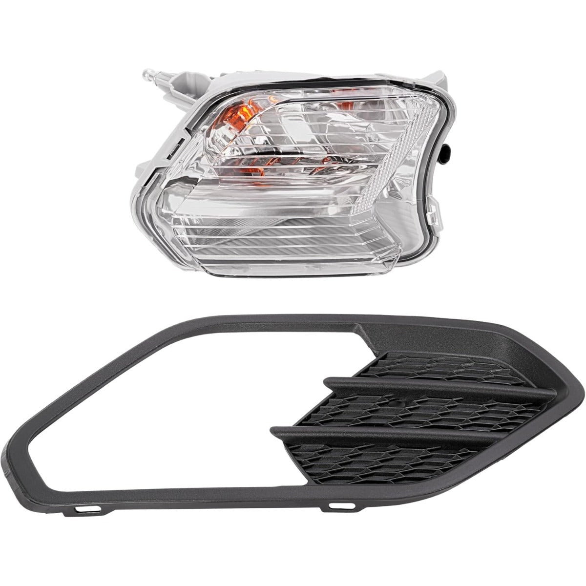 HECASA Front Right Fog Light&Bezel Compatible with 2017-2019 Ford Escape Kuga Front Bumper Fog Driving Light Lamp Black Cover Trim Clear Lens Replacement for FO2521194 FO1039164 Passenger Side
