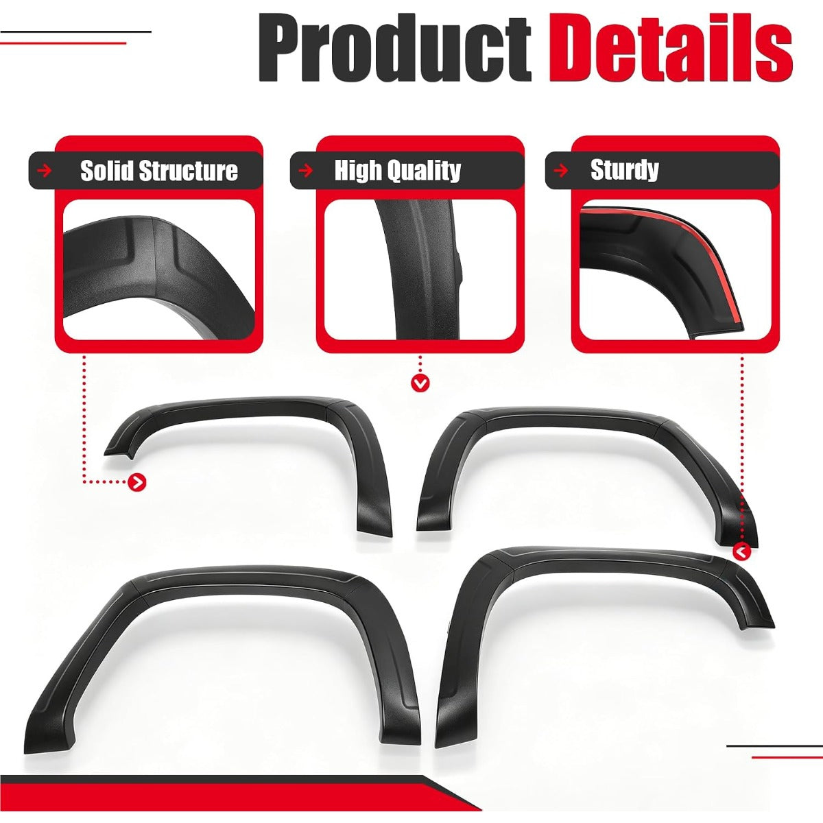 Fender Flare Compatible with 1988-2000 Chevy&GMC C/K 1500 2500 3500 | Front & Rear 4Pcs Wheel Arch Cover Protector Set Plastic(PP) Textured Black