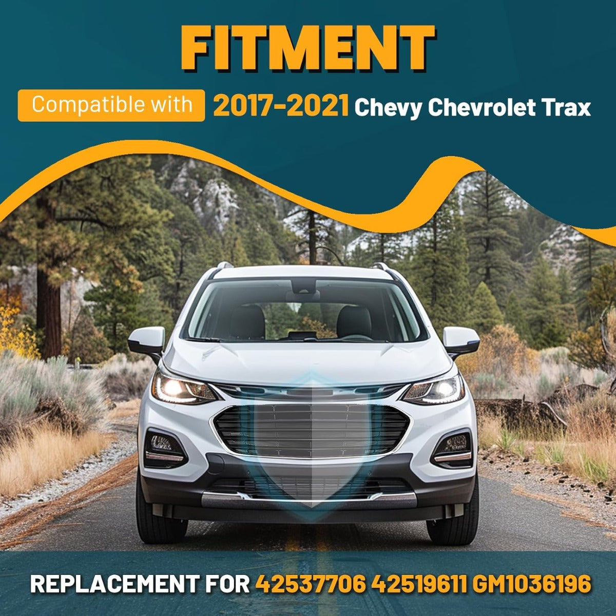 Front Bumper Lower Bottom Grille Grill Compatible with 2017-2021 Chevy Chevrolet Trax Replacement for 42537706 42519611 GM1036196 Black+Silvery