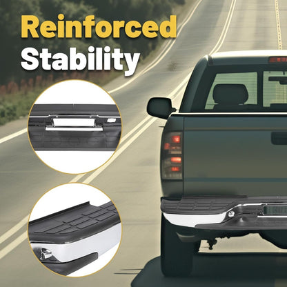 Rear Step Bumper for 1999-2007 Chevy Silverado & GMC Sierra 2500HD 3500HD w/ License Plate Lights LYAM-285S