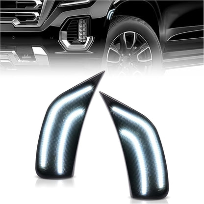 HECASA Front LED Side Marker Light Compatible with 2021-2024 GMC Yukon/Yukon XL/Yukon Denali Chevy Chevrolet Tahoe Cadillac Escalade/Escalade ESV 5th Suburban 12th Smoke Lens White Light