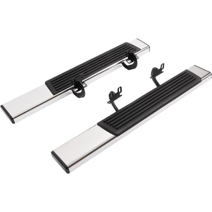 Running Board Side Step Compatible with 2004-2014 Ford F-150 2 Door Regular Cab Step Nerf Bar 304 Stainless Steel+Plastic Powder Coated+Textured Black+Silvery