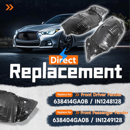 Front Fender Liner Inner Panel for 2014-2023 Infiniti Q50 Replacement for  Wheel Liner Splash Shield Guard Left & Right Side (Front Section)