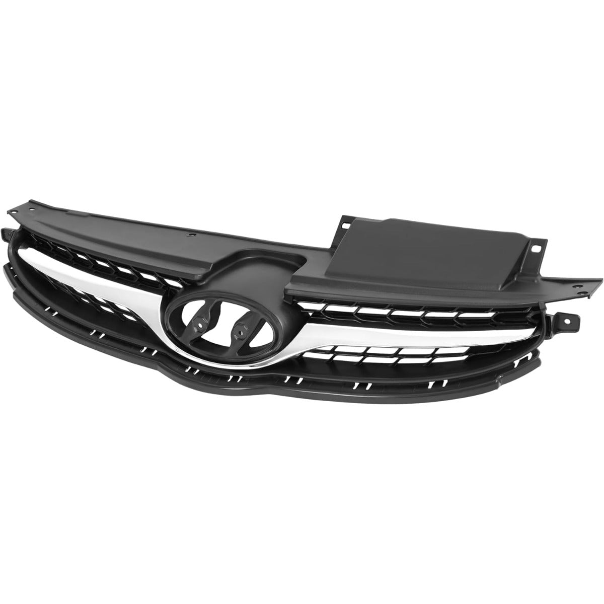 Front Upper Grille Compatible with 2011-2013 Hyundai Elantra Sedan 86350-3X000 Bumper Radiator Hood Grill Assembly Chrome Black+Silvery