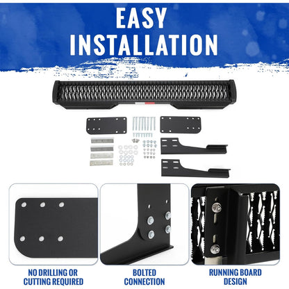 7" Rear Grip Step Compatible with 2007-2023 Mercedes-Benz Sprinter 1500 2500 Rear Step Bar Side Steps Running Board w/Dock Bumper & Reflective Tape Black Steel