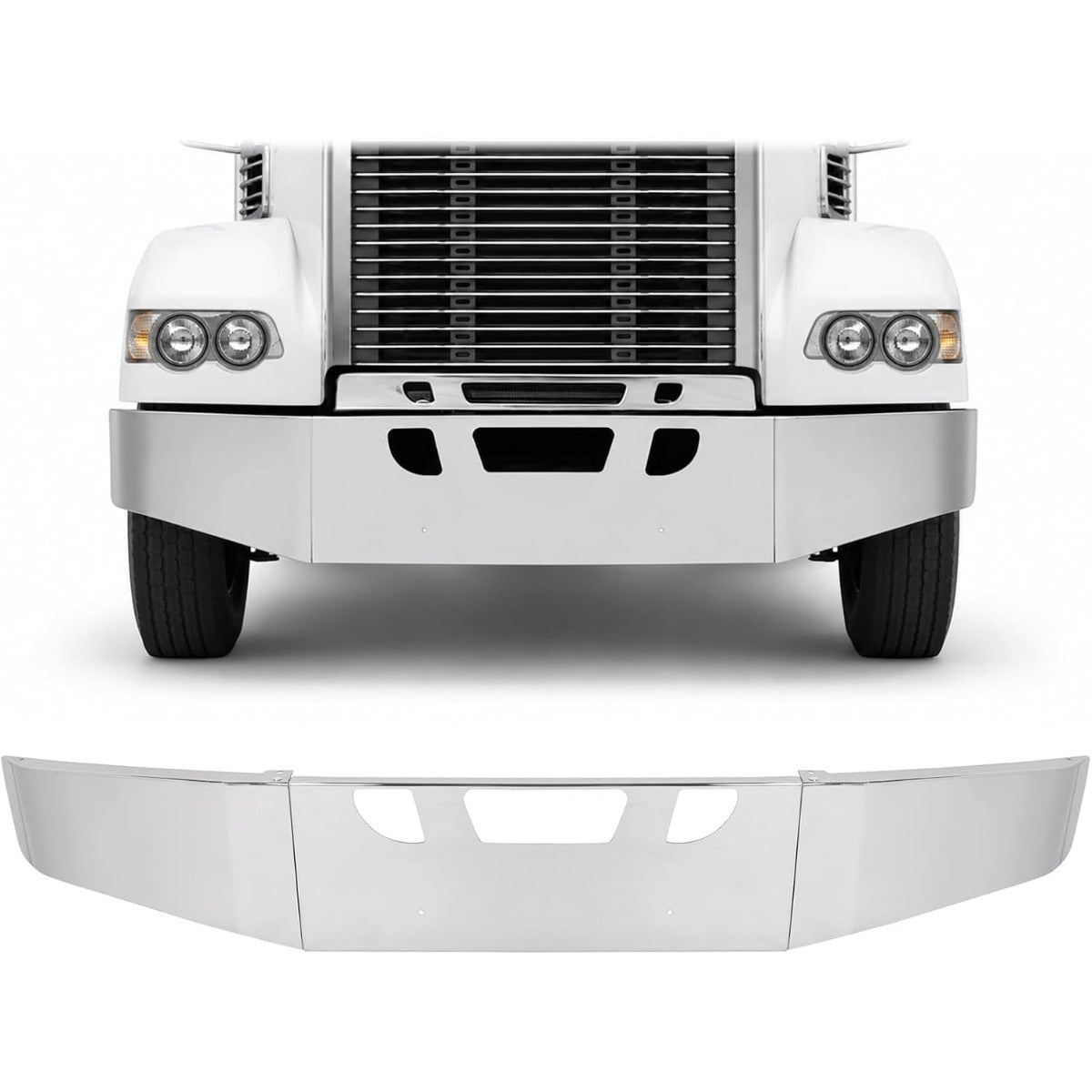 ALMULOO Front Bumper Compatible with 2005-2021 Volvo VHD Set Forward Front Axle